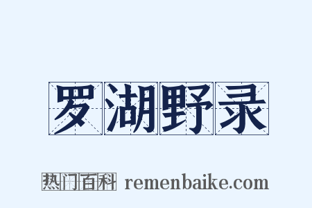 罗湖野录是什么意思的图片